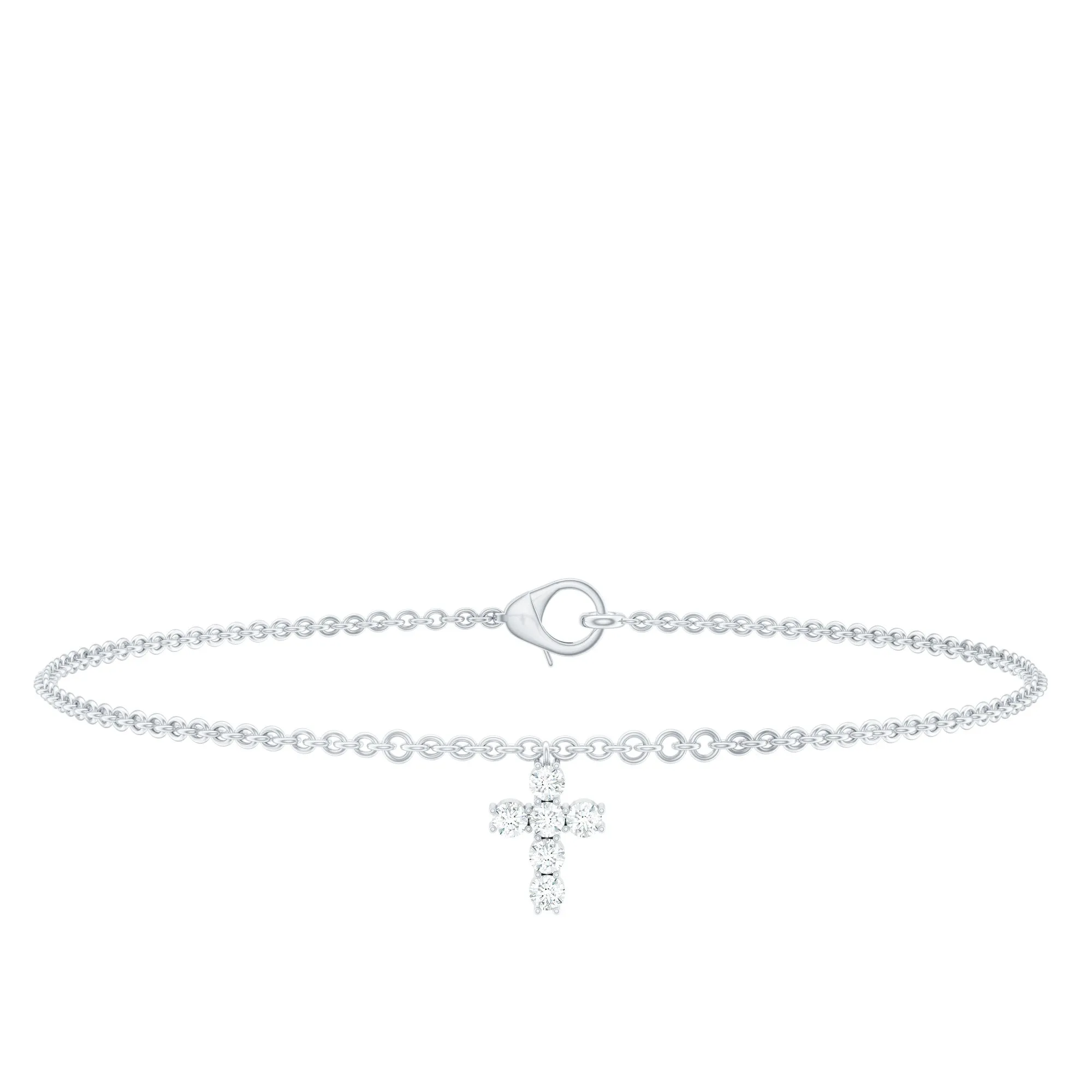 0.25 CT Certified Diamond Chain Bracelet with Cross Charm