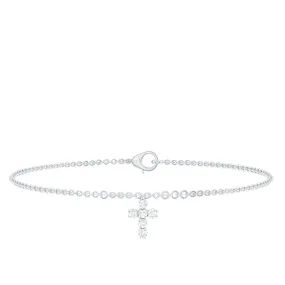 0.25 CT Certified Diamond Chain Bracelet with Cross Charm