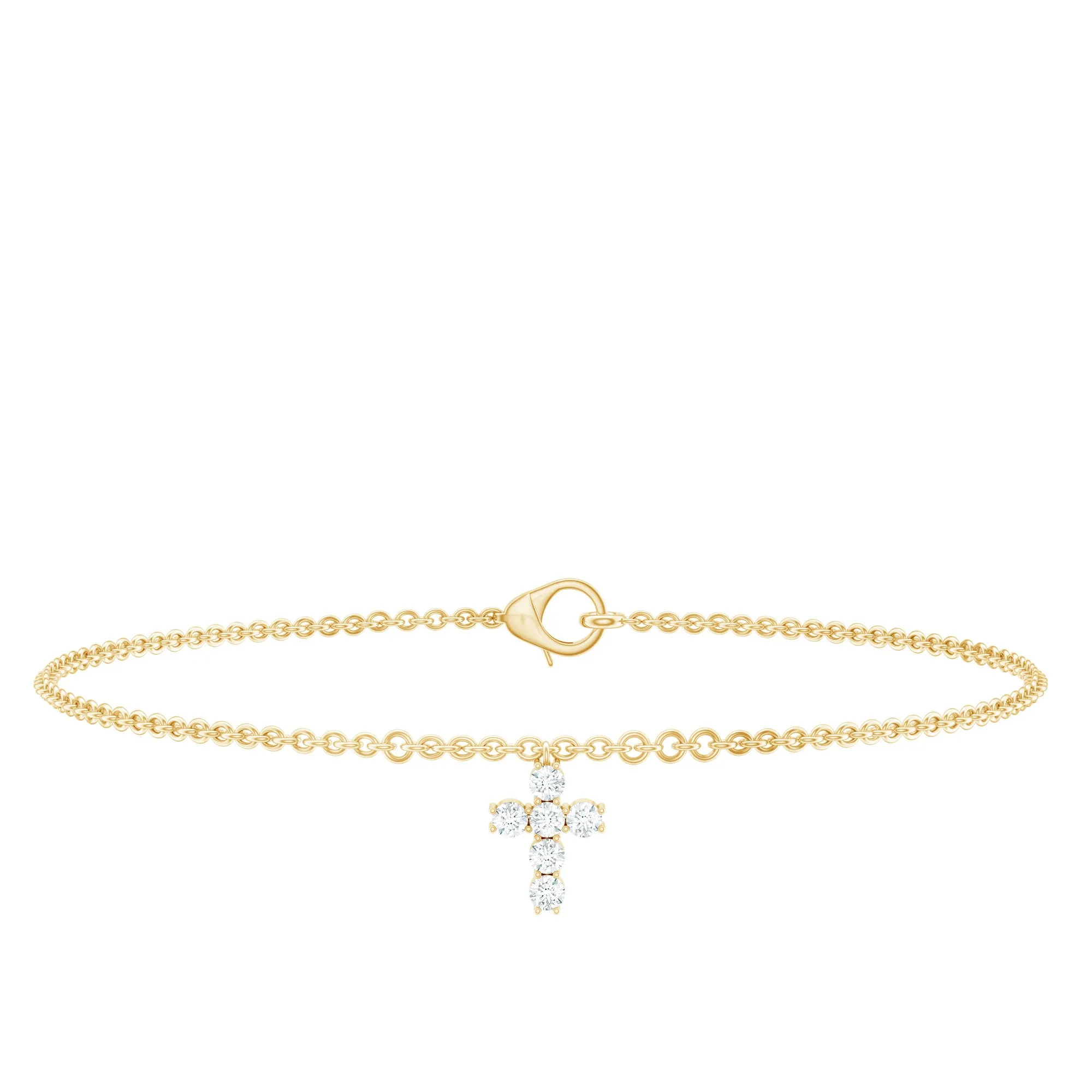 0.25 CT Certified Diamond Chain Bracelet with Cross Charm