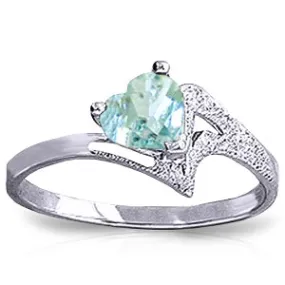 0.95 Carat 14K Solid White Gold White Dove Aquamarine Ring