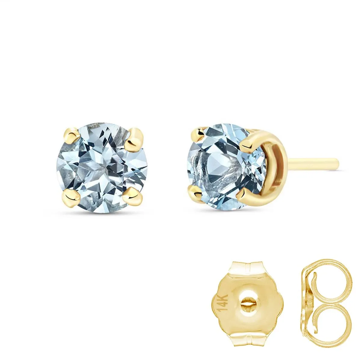 0.95 Carat 14K Solid Yellow Gold Wondrous Sea Aquamarine Earrings