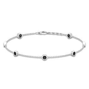 1 CT Bezel Set Black Diamond Seven Stone Station Chain Bracelet