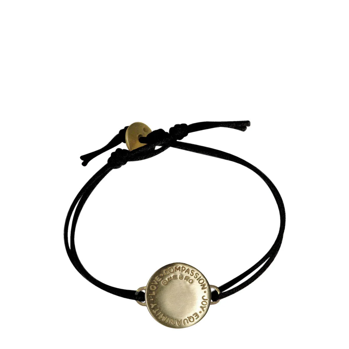 10K Gold Four Immeasurables ID Bracelet with Diamond on Black Cord