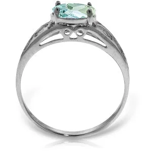 1.15 Carat 14K Solid White Gold Filigree Ring Natural Aquamarine