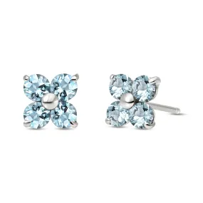 1.15 Carat 14K Solid White Gold Love Beam Aquamarine Earrings