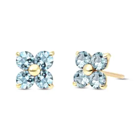 1.15 Carat 14K Solid Yellow Gold Flutter Home Aquamarine Earrings