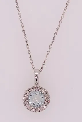 14K Aquamarine and Diamond Pendant