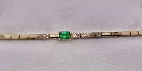 14K Emerald & Diamond Bracelet