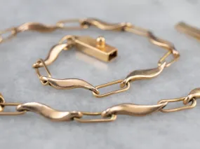 14K Gold Curved Link Bracelet