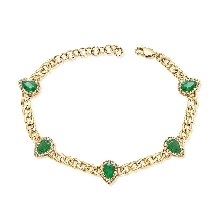 14K GOLD DIAMOND EMERALD LENI BRACELET