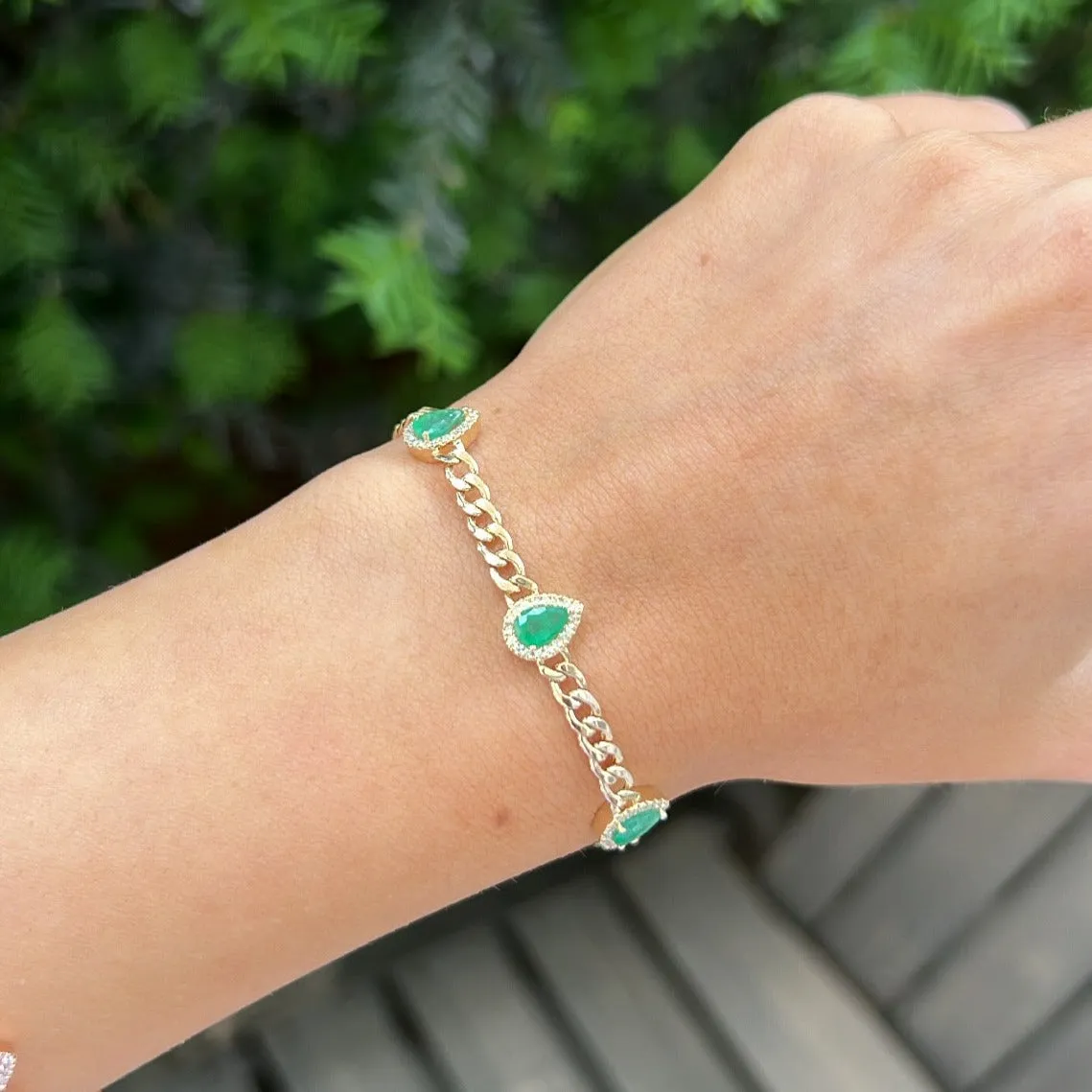 14K GOLD DIAMOND EMERALD LENI BRACELET