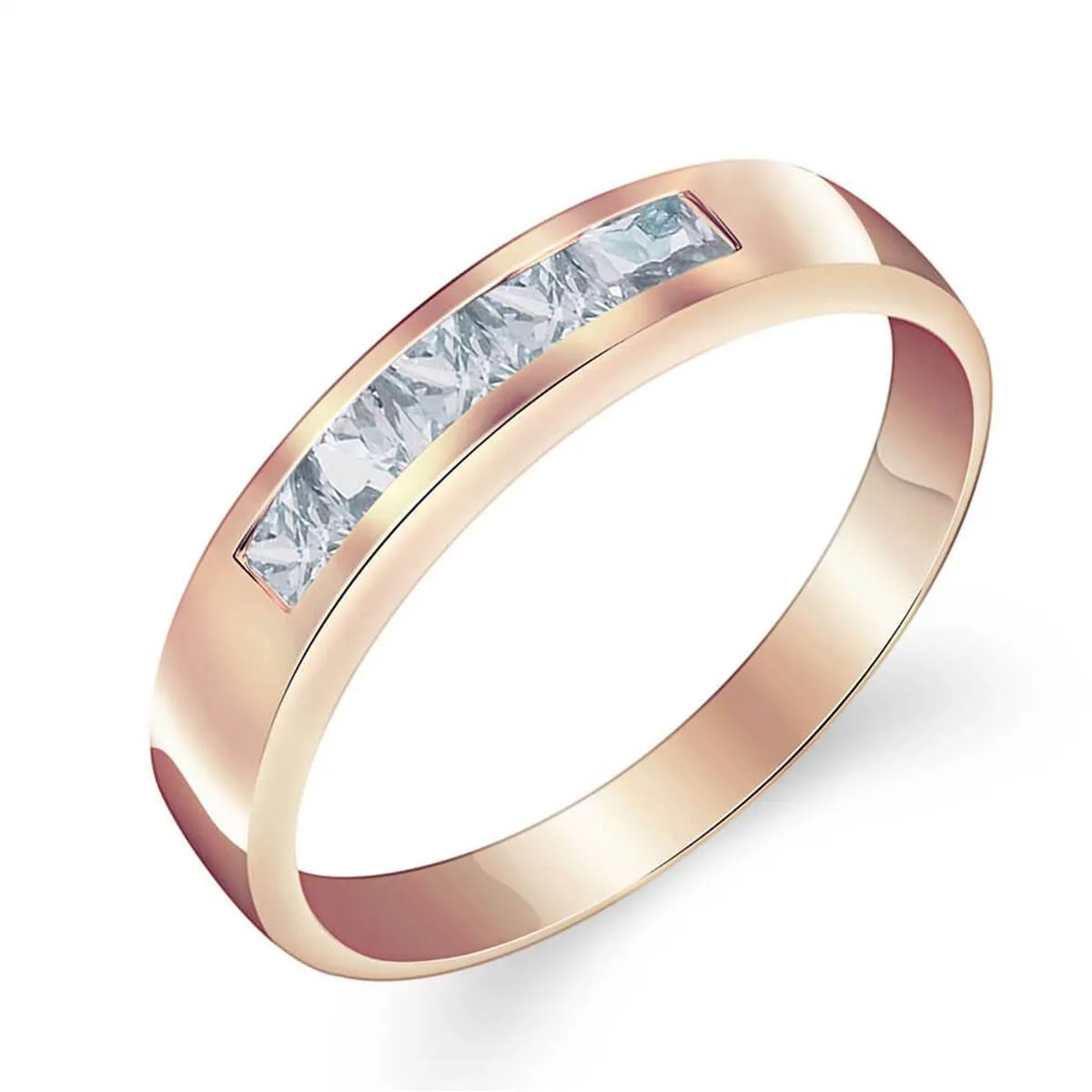 14K Solid Rose Gold Rings Natural Aquamarines