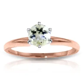 14K Solid Rose Gold Solitaire Ring w/ Natural Aquamarine