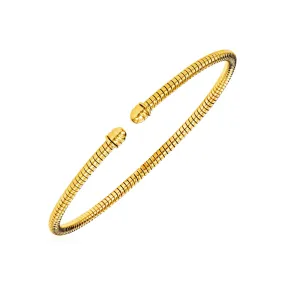 14k Yellow Gold Narrow Cable Textured Bangle