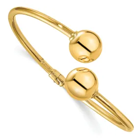 14k Yellow Gold Polished Hinged Cuff Bangle