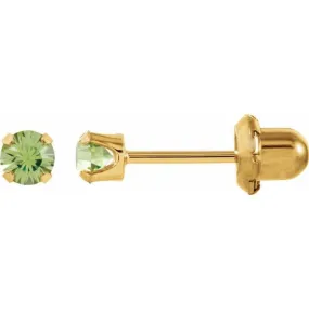 14K Yellow Imitation Peridot Inverness® Piercing Earrings