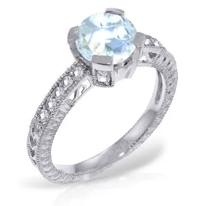 1.8 Carat 14K Solid White Gold Build Tomorrows Aquamarine Diamond Ring