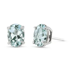 1.8 Carat 14K Solid White Gold Stud Earrings Natural Aquamarine