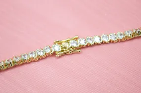 18k Gold Filled Round Clear CZ Tennis Bracelet