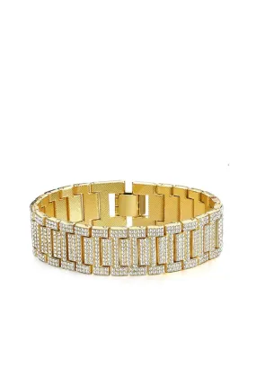 18k Gold Link Cz Bracelet