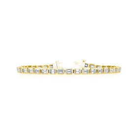 18K Yellow Gold 7" East West Emerald-Cut Diamond Bezel-Set Tennis Bracelet, 4.3ct G-H, VS