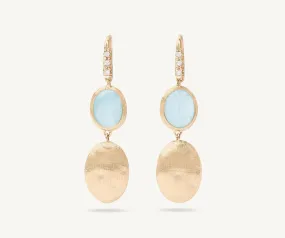 18K YELLOW GOLD AQUAMARINE, GOLD & DIAMOND ACCENT EARRINGS