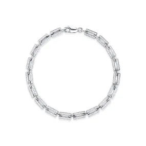 18kt White Gold 1.16ctw Diamond Rectangle Chain Bracelet