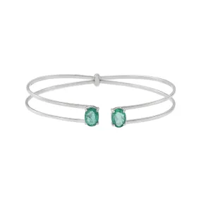 18KT White Gold Emerald Cuff Bangle