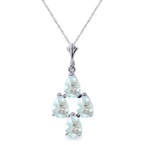 1.95 Carat 14K Solid White Gold Real Mccoy Aquamarine Necklace