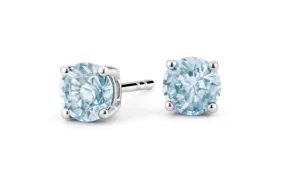 2.00 Carat TW Aquamarine Stud Earrings In 14kt White Gold