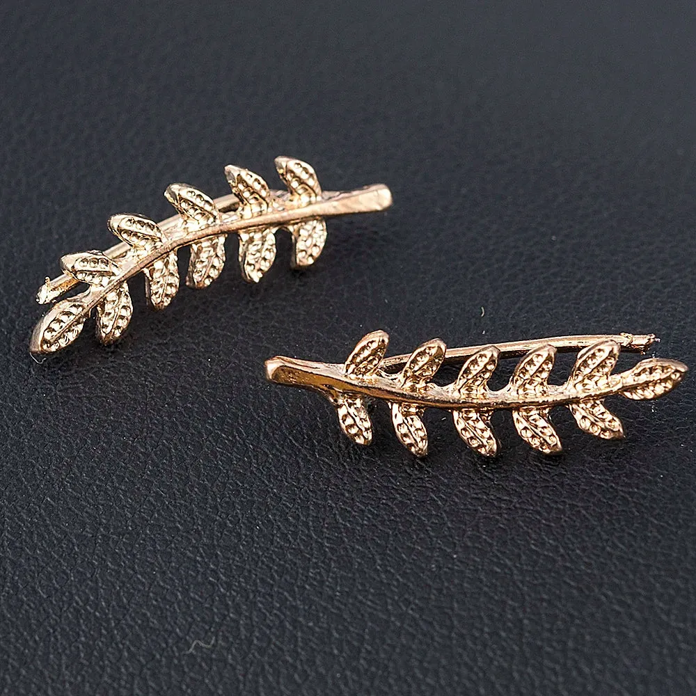 2023 NEW Vintage Exquisite Metal Golden Leaf Hook Earrings Stud Earrings for Women Ear Jewelry cute earrings korean earrings