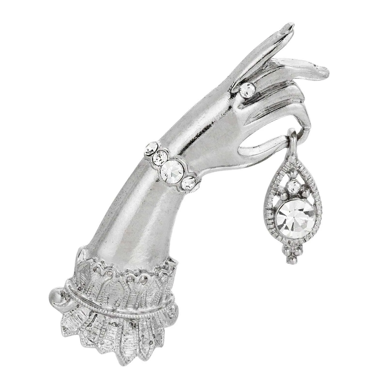 2028 Jewelry Belle Epoch Ladies Hand With Crystal Bracelet And Ring Crystal Drop Pin