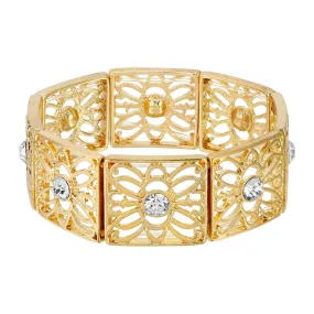 2028 Jewelry Square Filigree Crystal Stretch Bracelet