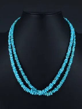 20" Double Strand Cloud Mountain Turquoise Necklace