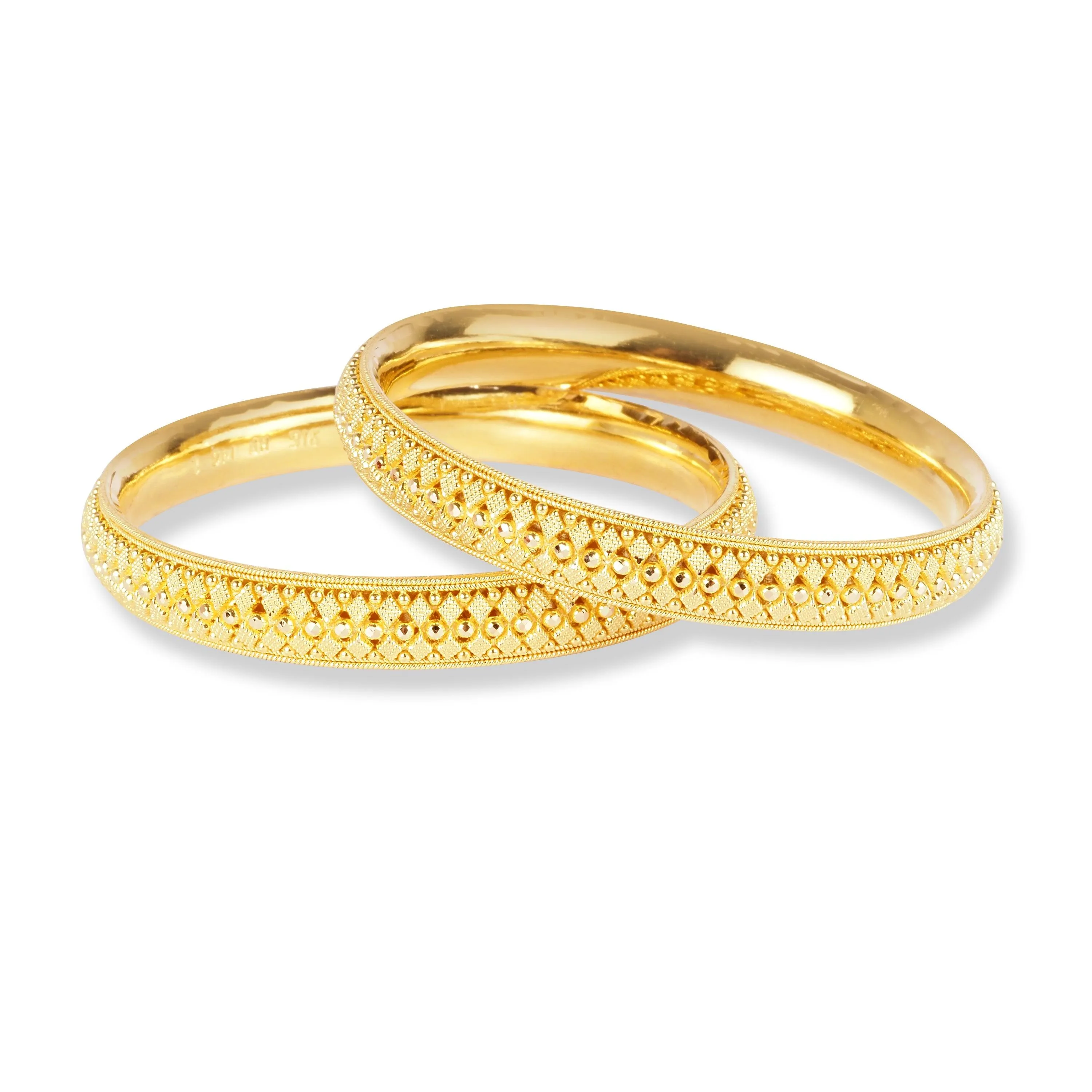 22ct Gold Set of Two Bangles with Filigree Work in Comfort Fit Finish B-8547