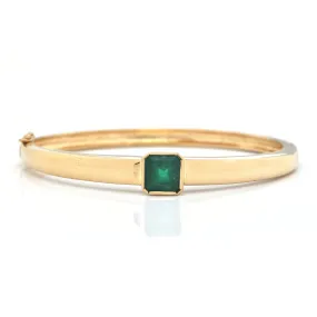 3.05ct Emerald 15K Yellow Gold Bangle Bracelet C.1970