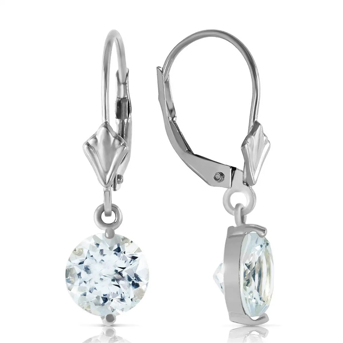 3.1 Carat 14K Solid White Gold Complacency Aquamarine Earrings