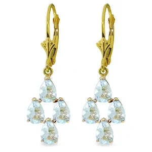 3.9 Carat 14K Solid Yellow Gold First Love Aquamarine Earrings