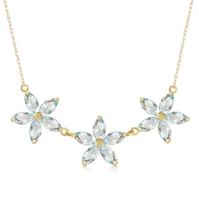 4.2 Carat 14K Solid Yellow Gold Necklace Natural Aquamarine