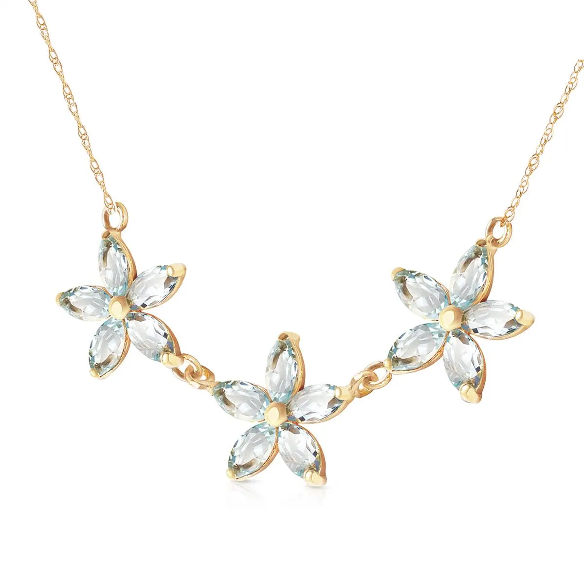 4.2 Carat 14K Solid Yellow Gold Necklace Natural Aquamarine