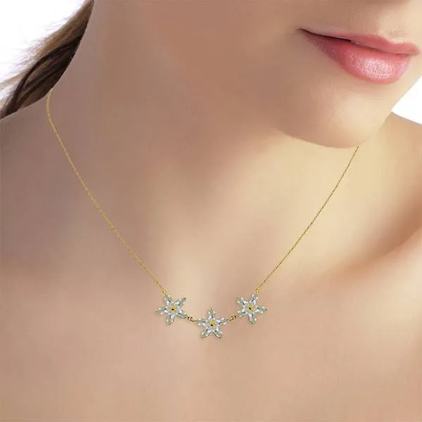 4.2 Carat 14K Solid Yellow Gold Necklace Natural Aquamarine