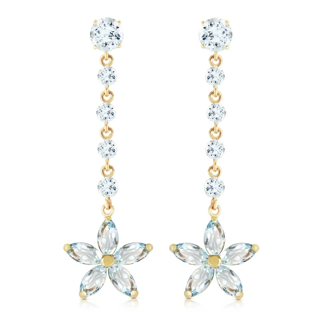 4.8 Carat 14K Solid Yellow Gold Stardrop Aquamarine Earrings