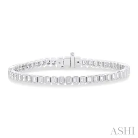 5 1/2 Ctw North-South Bezel Set Emerald Cut Diamond Tennis Bracelet in 14K White Gold