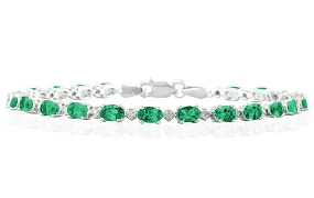 5.30 Carat Tw Emerald And Diamond Bracelet In 10K White Gold