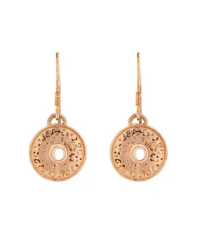 72%  DISCOUNT Handcrafted 18ct Rose Gold vermeil Jaguar pattern drop earrings with Rose Quartz