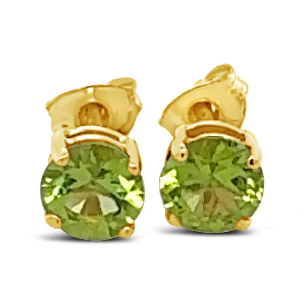 9ct Yellow Gold 5mm Round Peridot Stud Earrings