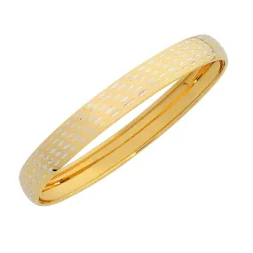 9ct Yellow Gold Silver Infused Patterned Bangle