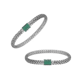 AB-1122-EM Sterling Silver Bracelet With Emerald Q.