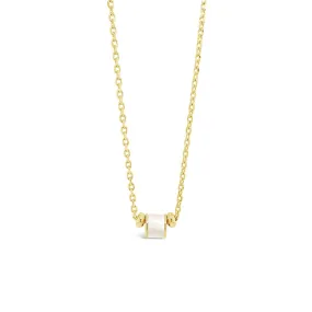 Absolute White Opal Charm Necklace, Gold