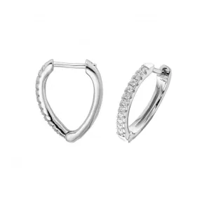 Acotis Silver Earrings Rhodium Plated Hinged Zirconia G51204